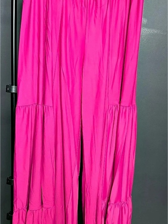 Wysteria Lane Pants - Wisteria Lane Hot Pink Tiered Stretch Palazzo Pants